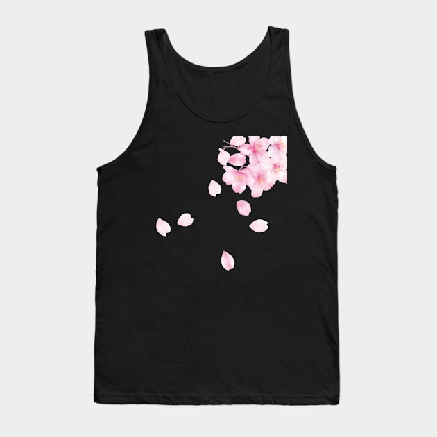 Pink Cherry Blossom Falling Tank Top by BlackRose Store